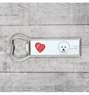 Bichon Frise, Bichon Tenerife, Bichon a poil frise - bottle opener with a dog, personalized fridge opener, unique gift for a man by Art-Dog brand
