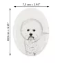Bichon a poil frise, Bichon Frise, Bichon Tenerife - une plaque commémorative avec une photo de chien, une plaque funéraire avec une impression, une plaque ovale personnalisée de la marque Art-Dog