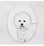 Bichon Frise, Gelockter Bichon, Tenneriffahündchen - Gedenktafel mit einem Foto eines Hundes, Grabplatte mit Druck, personalisierte ovale Platte der Marke Art-Dog