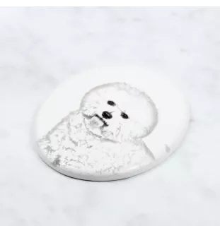 Bichon a poil frise, Bichon Frise, Bichon Tenerife - une plaque commémorative avec une photo de chien, une plaque funéraire avec une impression, une plaque ovale personnalisée de la marque Art-Dog