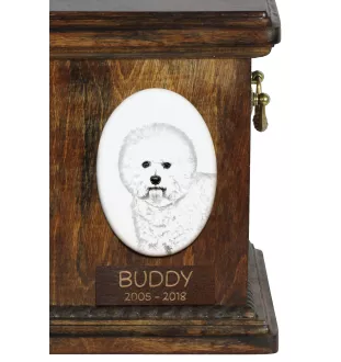 Bichon Frise, Bichon Tenerife, Bichon a poil frise - commemorative plaque with a photo of a dog, tombstone with a print, personalized oval plaque from the Art-Dog brand