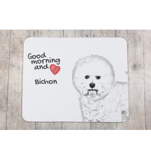 Bichon Frise, Gelockter Bichon, Tenneriffahündchen - Mauspad mit Druck, personalisiertes Mauspad mit Hund, einzigartiges Gadget für Büroangestellte von Art-Dog.