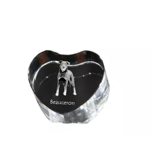Beauceron, berger de Beauce, berger francais, bas-rouge - une photo de chien dans un cristal, un cœur en cristal, un cadre photo exceptionnel de la marque Art-Dog