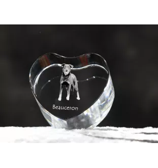 Berger de Beauce, Beauceron, Beauce Sheep Dog - a photo of a dog in crystal, crystal heart, unique photo frame from the Art-Dog brand