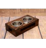 Berger de Beauce, Beauceron, Beauce Sheep Dog - wooden stand with bowls for a dog, steel dog bowls, a gift for adopting a dog from the Art-Dog brand