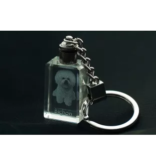 Bichon a poil frise, Bichon Frise, Bichon Tenerife - Porte-clés en cristal avec photo de chien, porte-clés lumineux, cadeau unique de la marque Art-Dog