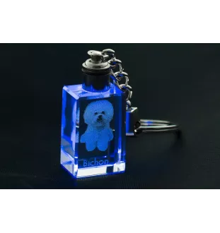 Bichon a poil frise, Bichon Frise, Bichon Tenerife - Porte-clés en cristal avec photo de chien, porte-clés lumineux, cadeau unique de la marque Art-Dog