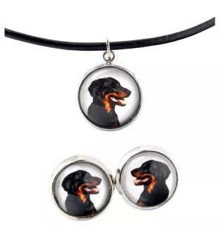 Beauceron, berger de Beauce, berger francais, bas-rouge - boîte à bijoux avec votre photo, ensemble collier et boucles d'oreilles, produits personnalisés de la marque Art-Dog