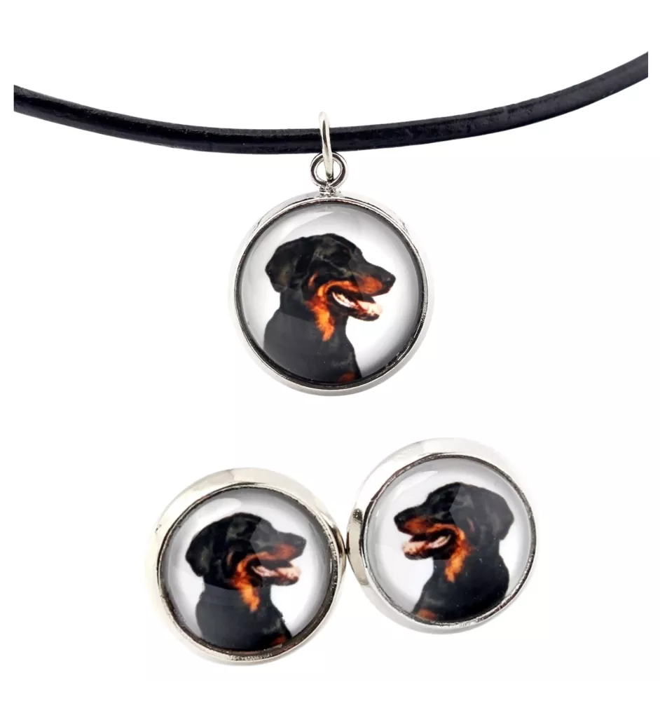 Beauceron, berger de Beauce, berger francais, bas-rouge - boîte à bijoux avec votre photo, ensemble collier et boucles d'oreilles, produits personnalisés de la marque Art-Dog