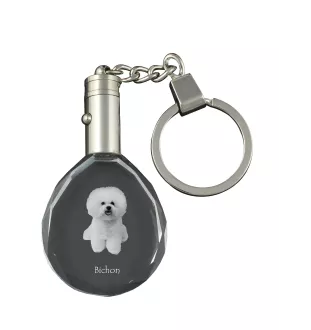 Bichon Frise, Gelockter Bichon, Tenneriffahündchen - Anhänger mit einem Foto eines Hundes, Schlüsselanhänger aus Kristall in einer Geschenkbox, ein einzigartiges Geschenk von Art-Dog