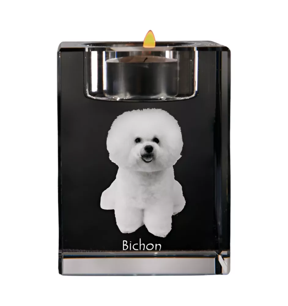 Bichon Frise świecznik kryształowy z psem Art-Dog