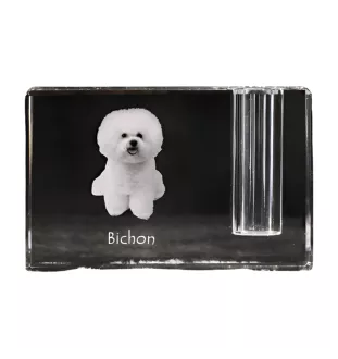 Bichon Frise penholder kryształowy z psem Art-Dog