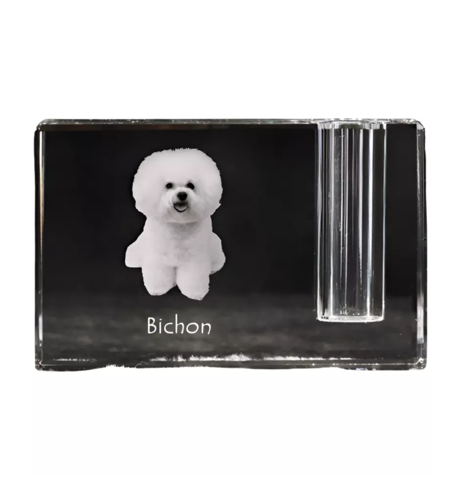 Bichon Frise penholder kryształowy z psem Art-Dog