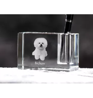 Bichon Frise penholder kryształowy z psem Art-Dog