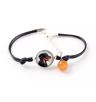 Beauceron, berger de Beauce, berger francais, bas-rouge - ensemble de bijoux avec votre photo, ensemble fait à la main, bracelet et collier de la marque Art.-Dog