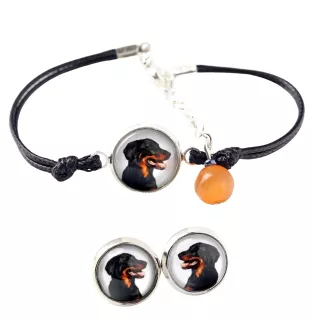 Beauceron, berger de Beauce, berger francais, bas-rouge - ensemble de bijoux avec votre photo, accessoire féminin, article fait main, produit fabriqué à la main avec passion pour la création de la mar