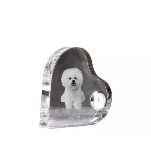 Bichon Frise zegar w kształcie serca z psem Art-Dog