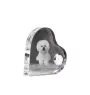 Bichon Frise, Bichon Tenerife, Bichon a poil frise - crystal clock with a dog picture, heart-shaped shelf clock, personalized standing clock by Art-Dog brand