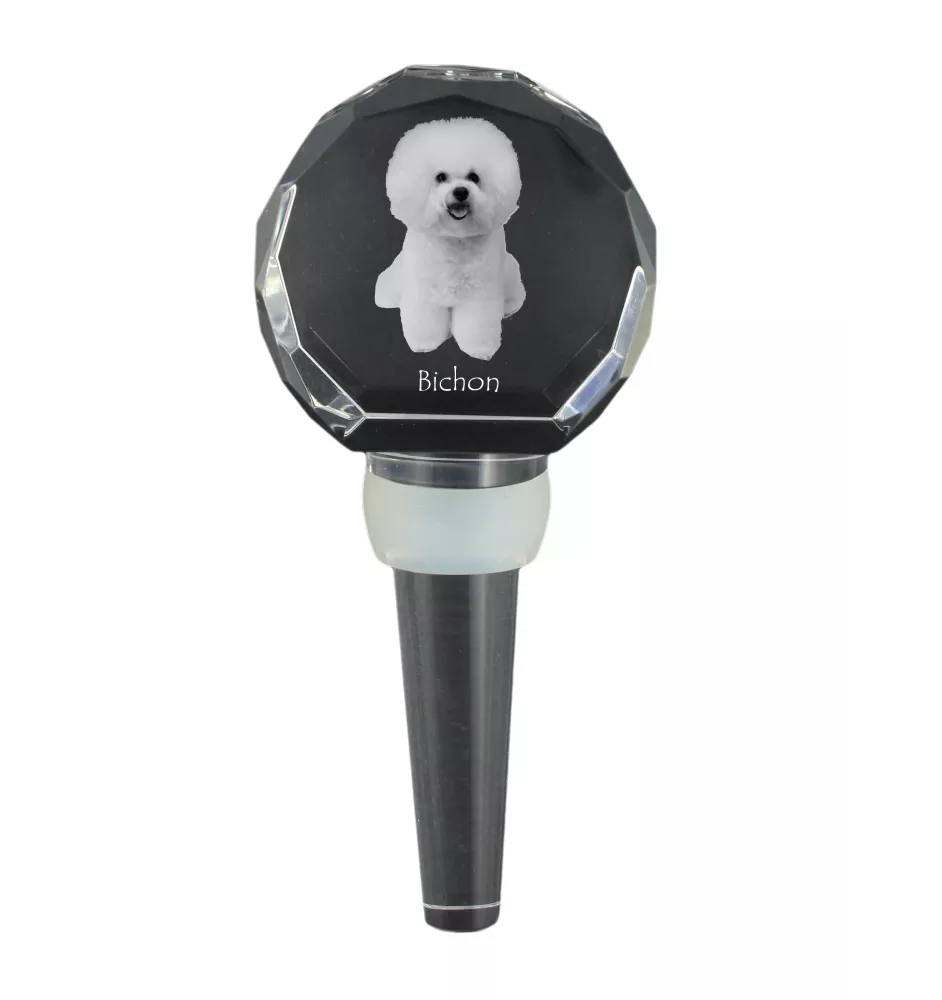 Bichon Frise grubszy stopper do wina z psem Art-Dog