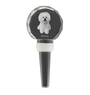 Bichon Frise, Gelockter Bichon, Tenneriffahündchen - Kristallflaschenverschluss, einzigartiger Weinverschluss mit Foto, personalisiertes Geschenk für Sommelier der Marke Art-Dog