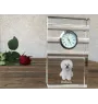 Bichon a poil frise, Bichon Frise, Bichon Tenerife - une horloge en verre avec une photo, une photo de chien dans un cristal, une horloge de bureau personnalisée de la marque Art-Dog