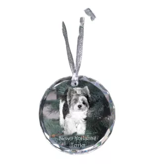 Biewer Terrier, Biewer Yorkshire Terrier - Kristallkugel mit Foto, Hundebild im Kristall, personalisierter Christbaumschmuck von Art-Dog.