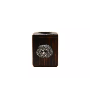 Bichon Frise, Bichon Tenerife, Bichon a poil frise - wooden candle holder with a dog, a unique souvenir after losing a dog, a handicraft from the Art-Dog brand
