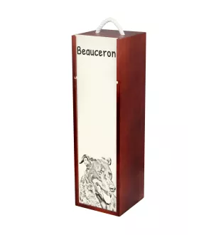 Beauceron, berger de Beauce, berger francais, bas-rouge - boîte à vin avec chien, boîte à alcool avec graphisme, boîte cadeau personnalisée de la marque Art-Dog