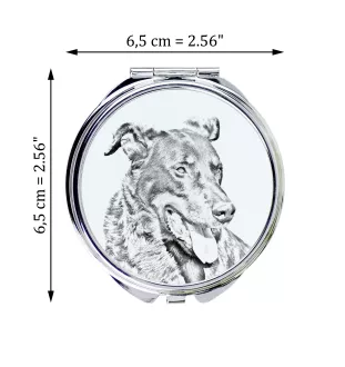 Berger de Beauce, Beauceron, Beauce Sheep Dog - Pocket mirror with a dog, personalized mirror for a purse, compact mirror with Art-Dog brand print.