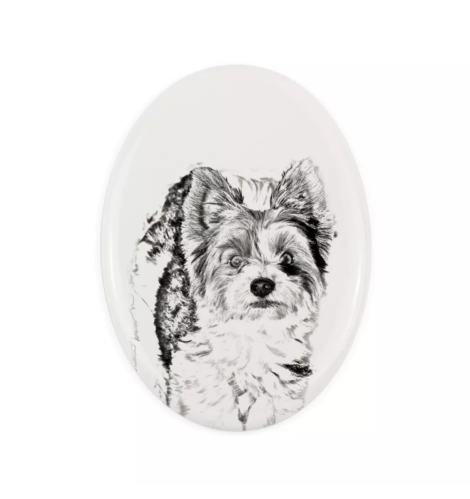 Biewer Yorkshire terrier - une plaque commémorative avec une photo de chien, une plaque funéraire avec une impression, une plaque ovale personnalisée de la marque Art-Dog