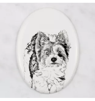 Biewer Yorkshire Terrier - commemorative plaque with a photo of a dog, tombstone with a print, personalized oval plaque from the Art-Dog brand