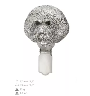 Bichon a poil frise, Bichon Frise, Bichon Tenerife - broche avec pince, support pour numéro de départ, épingle argentée pour exposition de chiens de la marque Art-Dog