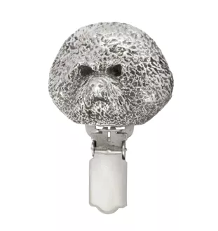 Bichon Frise, Gelockter Bichon, Tenneriffahündchen - Brosche mit Clip, Startnummernhalter, versilberte Anstecknadel für Hundeausstellungen der Marke Art-Dog