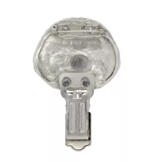 Bichon Frise, Bichon Tenerife, Bichon a poil frise - brooch with a clip, holder for a start number, silver-plated dog show pin from the Art-Dog brand