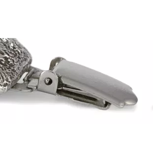 Bichon Frise, Bichon Tenerife, Bichon a poil frise - brooch with a clip, holder for a start number, silver-plated dog show pin from the Art-Dog brand