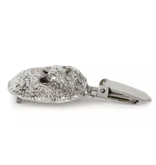 Bichon Frise, Bichon Tenerife, Bichon a poil frise - brooch with a clip, holder for a start number, silver-plated dog show pin from the Art-Dog brand