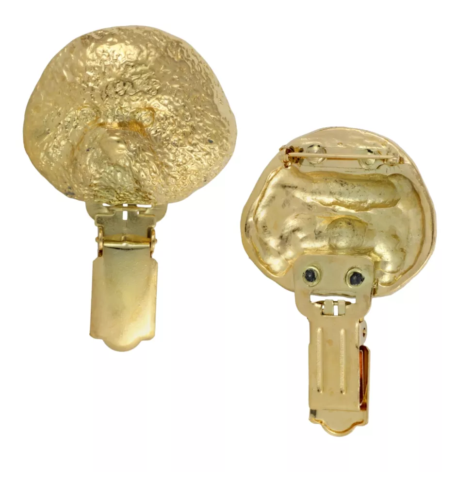 Bichon Frise, Gelockter Bichon, Tenneriffahündchen - Brosche mit Clip, vergoldeter Startnummernhalter, elegante Hundeaustellungsnadel der Marke Art-Dog
