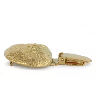 Bichon Frise, Gelockter Bichon, Tenneriffahündchen - Brosche mit Clip, vergoldeter Startnummernhalter, elegante Hundeaustellungsnadel der Marke Art-Dog