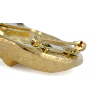 Bichon Frise, Gelockter Bichon, Tenneriffahündchen - Brosche mit Clip, vergoldeter Startnummernhalter, elegante Hundeaustellungsnadel der Marke Art-Dog