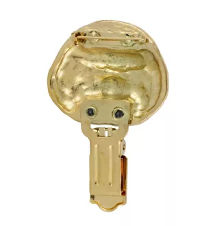 Bichon Frise, Bichon Tenerife, Bichon a poil frise - brooch with a clip, gold-plated holder for a start number, a gift for a dog show by Art-Dog brand.