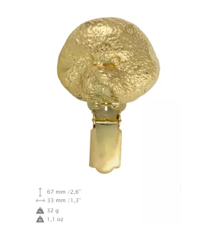 Bichon Frise, Gelockter Bichon, Tenneriffahündchen - Brosche mit Clip, vergoldeter Startnummernhalter, Geschenk für Hundeausstellung der Marke Art-Dog