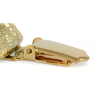 Bichon Frise, Bichon Tenerife, Bichon a poil frise - brooch with a clip, gold-plated holder for a start number, a gift for a dog show by Art-Dog brand.