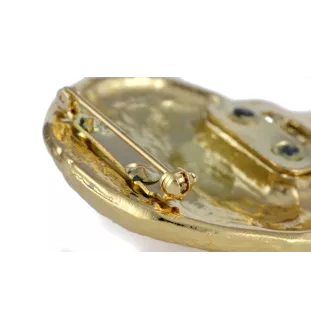 Bichon Frise, Bichon Tenerife, Bichon a poil frise - brooch with a clip, gold-plated holder for a start number, a gift for a dog show by Art-Dog brand.