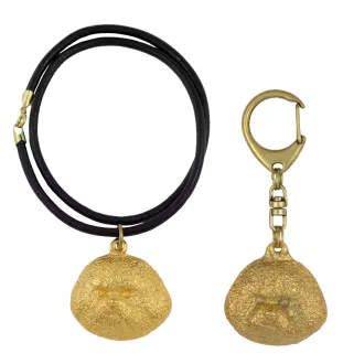 Bichon Frise, Bichon Tenerife, Bichon a poil frise - keychain and necklace with a dog in a box, high-quality gold-plated product, Art-Dog brand