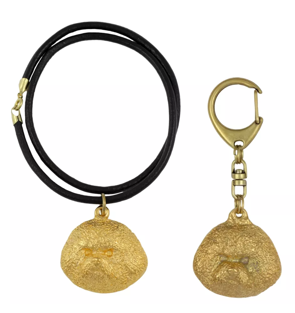 Bichon Frise brelok i naszyjnik pozłacane w pudełku Art-Dog