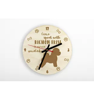 Bichon a poil frise, Bichon Frise, Bichon Tenerife - horloge avec chien, horloge en bois, horloge murale pour les amoureux des chiens, horloge de bureau et étagère, Art-Dog