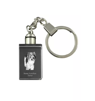 Biewer Yorkshire Terrier - Crystal key ring with dog photo, illuminated key ring, unique gift by Art-Dog brand