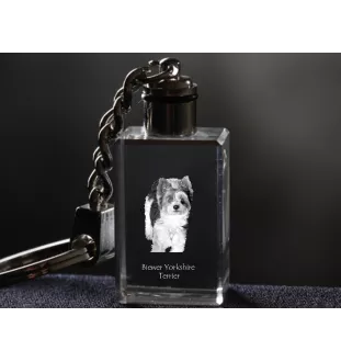 Biewer Yorkshire Terrier - Crystal key ring with dog photo, illuminated key ring, unique gift by Art-Dog brand
