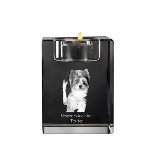 Biewer Yorkshire Terrier świecznik kryształowy z psem Art-Dog