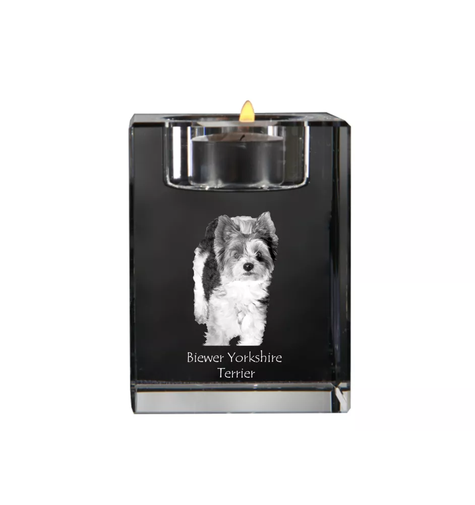 Biewer Yorkshire Terrier świecznik kryształowy z psem Art-Dog